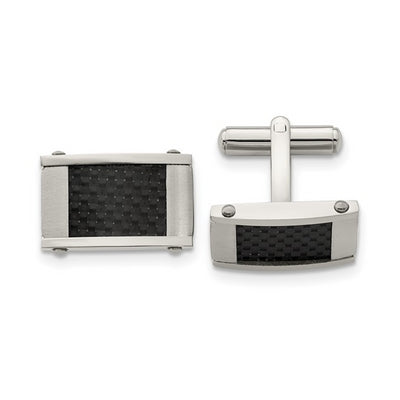 Stainless Steel and black pattern cufflinks