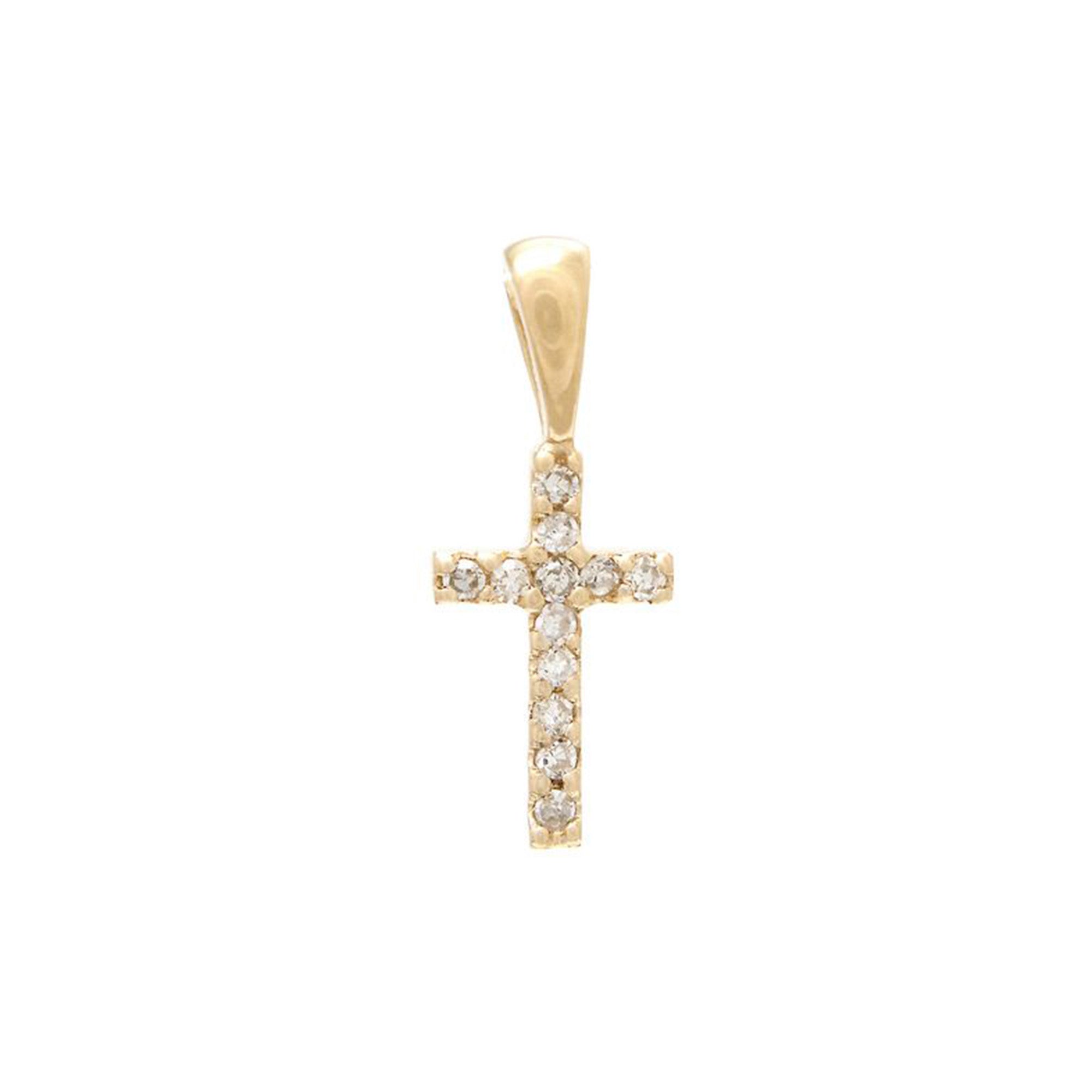 14K Yellow Gold Diamond Cross Pendant