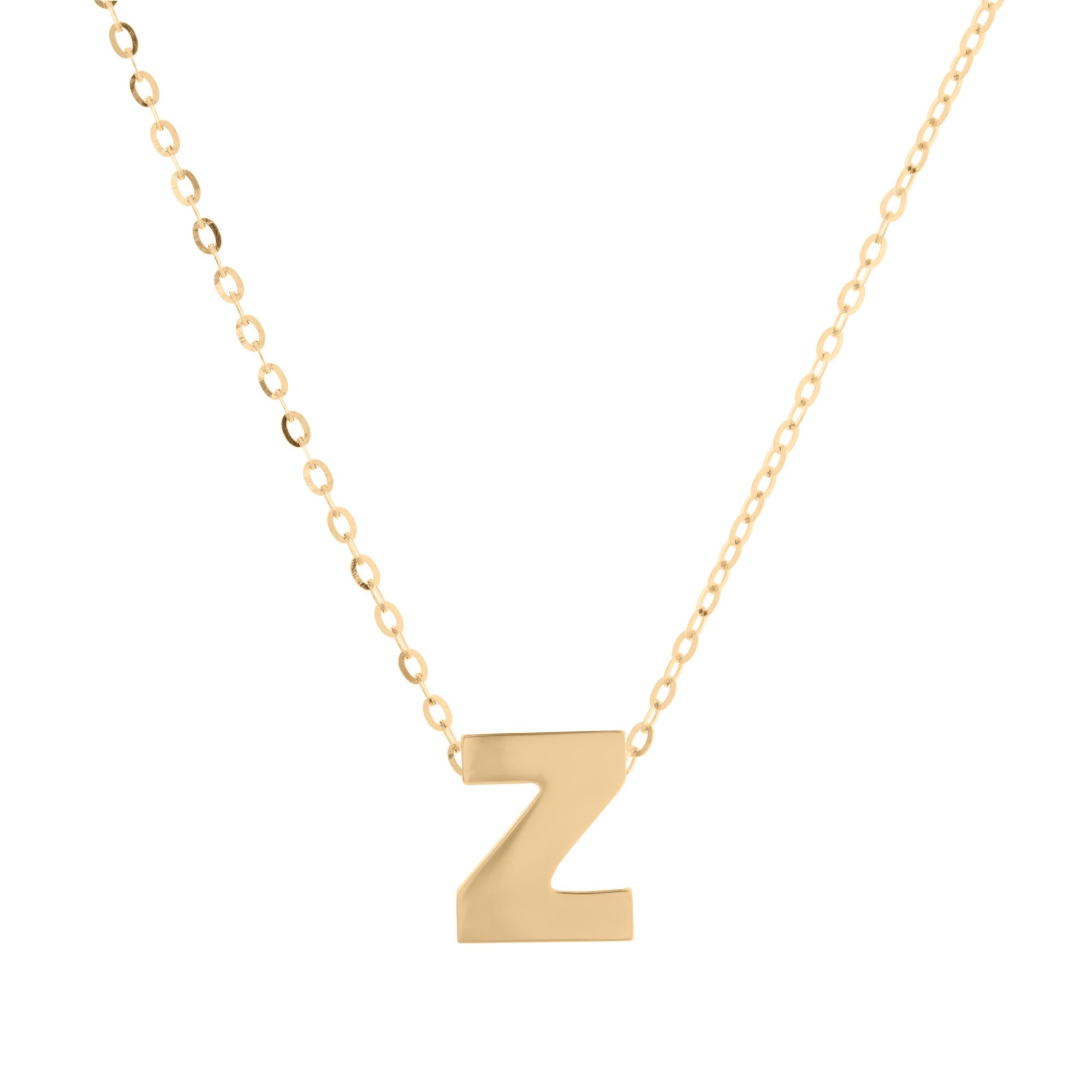 Initial 'Z' Necklace in 14K Yellow Gold