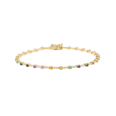 14K YELLOW GOLD EMERALD RUBY AND SAPPHIRE BRACELET