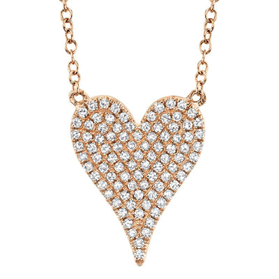 18" Diamond Heart Necklace in 14K Rose Gold