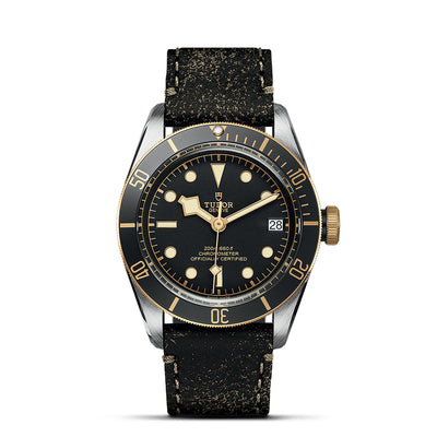 41mm Black Bay Steel and Gold Black Dial with Date and Aged Leather Strap Watch by Tudor | M79733n-0007