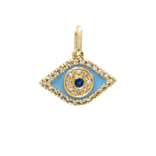 Evil Eye Pendant with Sapphire and Diamond in 14K Yellow Gold