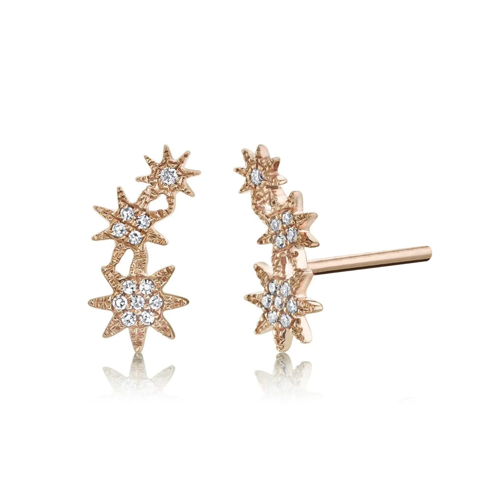 Diamond 18k Rose hotsell Gold Star Earrings