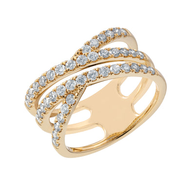 Diamond Criss-Cross Ring in 14K Yellow Gold