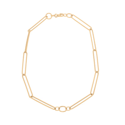 Trendy Chunky Stretched Link 17in Chain in 14K Yellow Gold