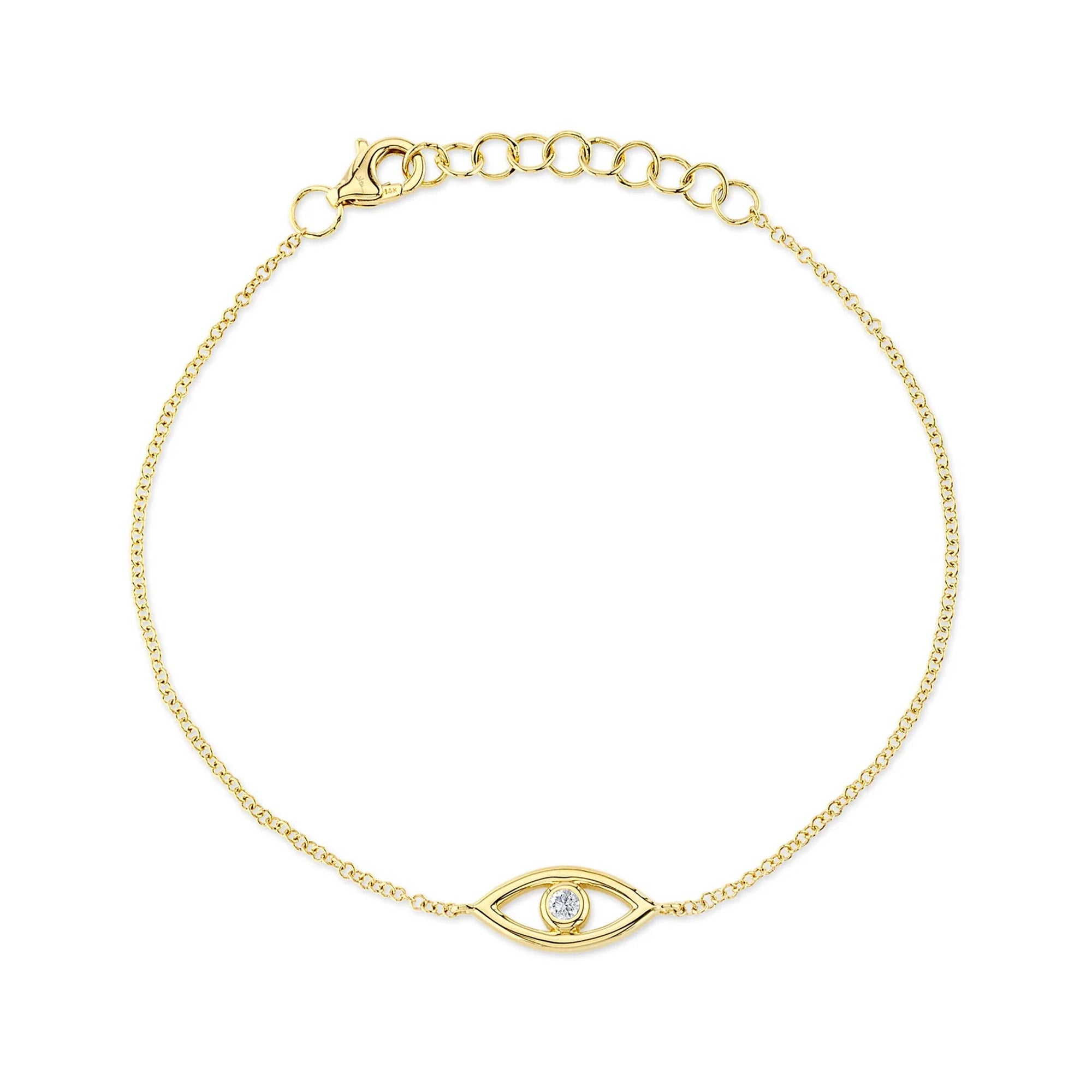 Evil eye bracelet 14k store solid gold