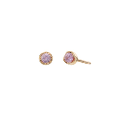 Pink Sapphire Stud Earrings in 14K Yellow Gold