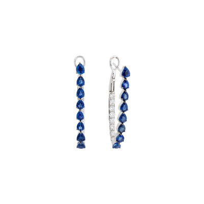 Hoop Earring with 16 Pear Sapphires and 16 Round Diamonds in 18K White Gold