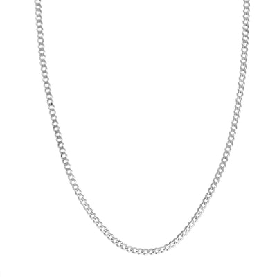 22in Cuban Chain14K White Gold Necklace