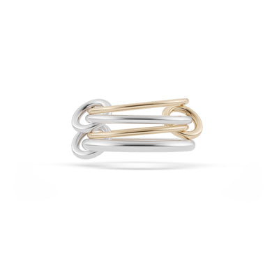 4 Band Star Sign Ring in Sterling Silver and Yellow Gold