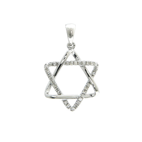 Star of David Pendant with Diamond Accent in 14K White Gold