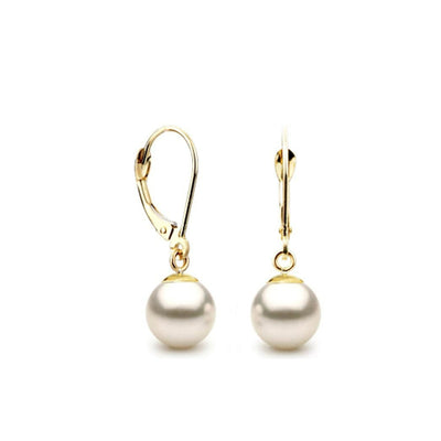 8.5-9MM Freshwater Drop Pearl Earrings in 14K Yellow Gold