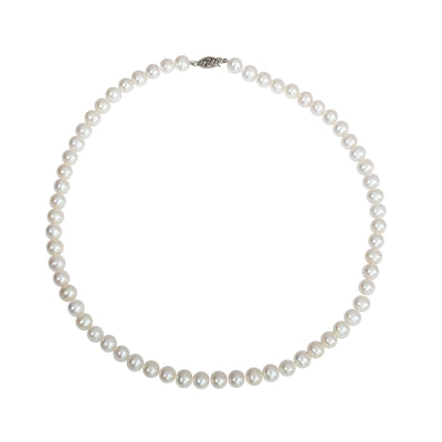 18" Strand of 7-7.5MM Freshwater Pearls in 14K White Gold