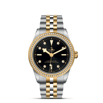 39mm Black Bay Steel and Gold Black Dial with Diamond Hour Markers and Diamond Set Bezel Watch by Tudor | M79673-0005