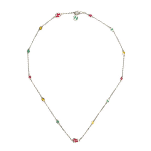 Gucci Multi Color Enamel Station Necklace in Sterling Silver
