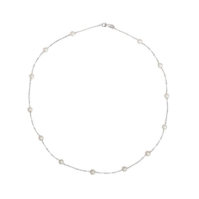 18" Stationed 5-5.5MM Pearl Necklace in 14K White Gold