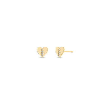 Mini Heart Stud Earrings in 14K Yellow Gold