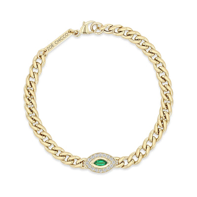14K Yellow Gold Diamond and Emerald Bracelet