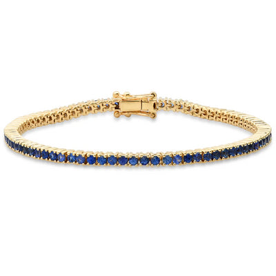 Blue Sapphire Classic Tennis Bracelet in 14K Yellow Gold