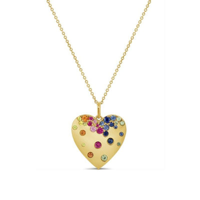 Sapphire Heart Pendant Necklace in 14K Yellow Gold