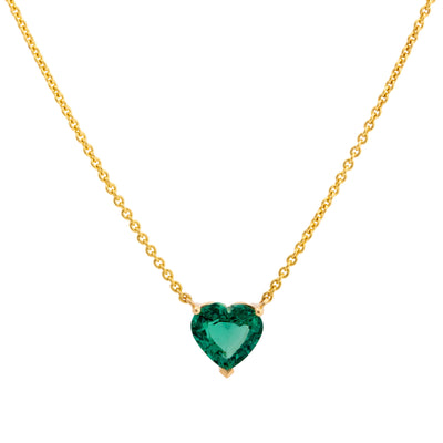 Heart Emerald Necklace in 18K Yellow Gold