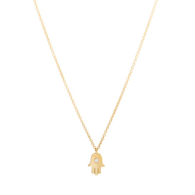 18" Diamond Accent Hamsa Pendant Necklace in 14K Yellow Gold