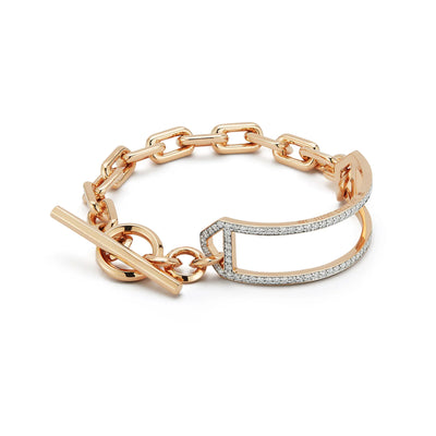 6.5" Saxton Diamond Side Cuff Link Toggle Bracelet in 18K Yellow Gold