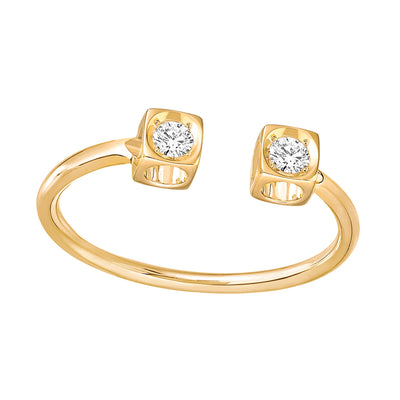 Diamond Le Cube Split Ring in 18K Yellow Gold