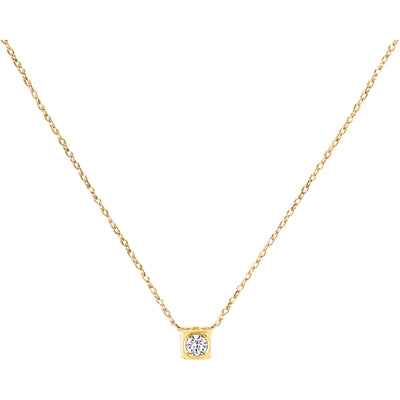 18" Diamond Le Cube Diamant Pendant Necklace 18K Yellow Gold