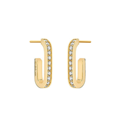 Maillon Diamond Hoop Earrings in 18K Yellow Gold