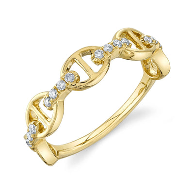 Round Diamond Link Ring in 14K Yellow Gold