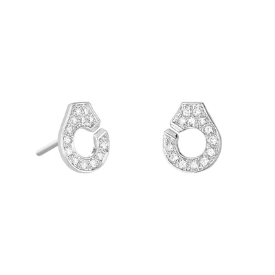 Diamond Menottes Stud Earrings in 18K White Gold