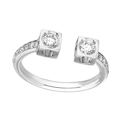 Le Cube Diamond Ring in 18K White Gold
