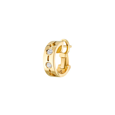 Diamond Mono Hoop Pulse Huggie Earring in 18K Yellow Gold
