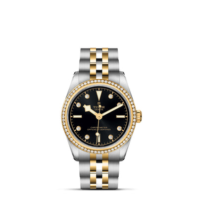 31MM Black Bay Steel and Gold Black Dial with Diamond Hour Markers and Diamond Set Bezel Watch by Tudor | M79613-0005