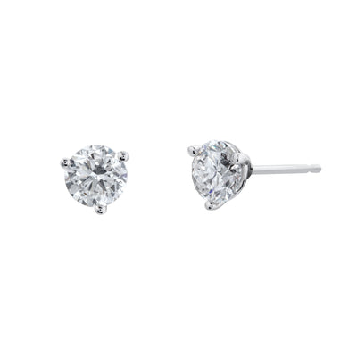 1.00 cttw. Round Three Prong Martini Stud Earrings in 14K White Gold