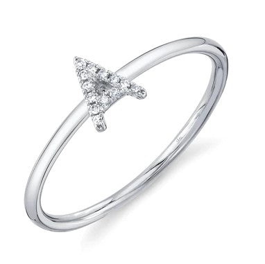 Diamond "A" Initial Thin Band Ring in 14K White Gold