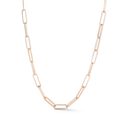 24" Saxon Paper Clip Chain Necklace in 18K Yellow Gold.