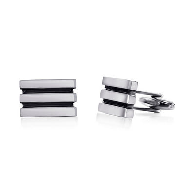 Sterling silver black lined cufflinks.