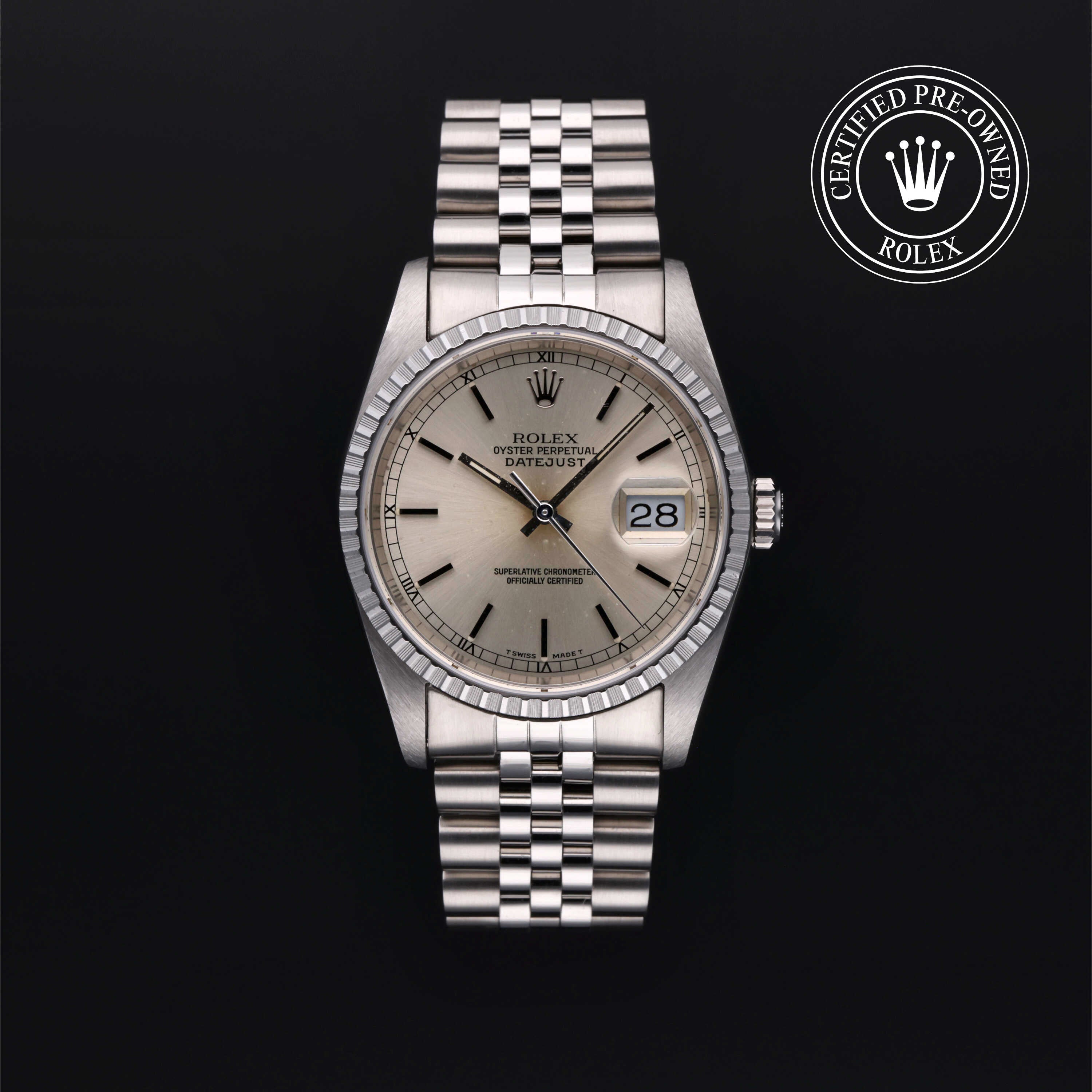 Rolex Certified Pre Owned Datejust 36.0mm in Oystersteel M16220 Tapper s Jewelry