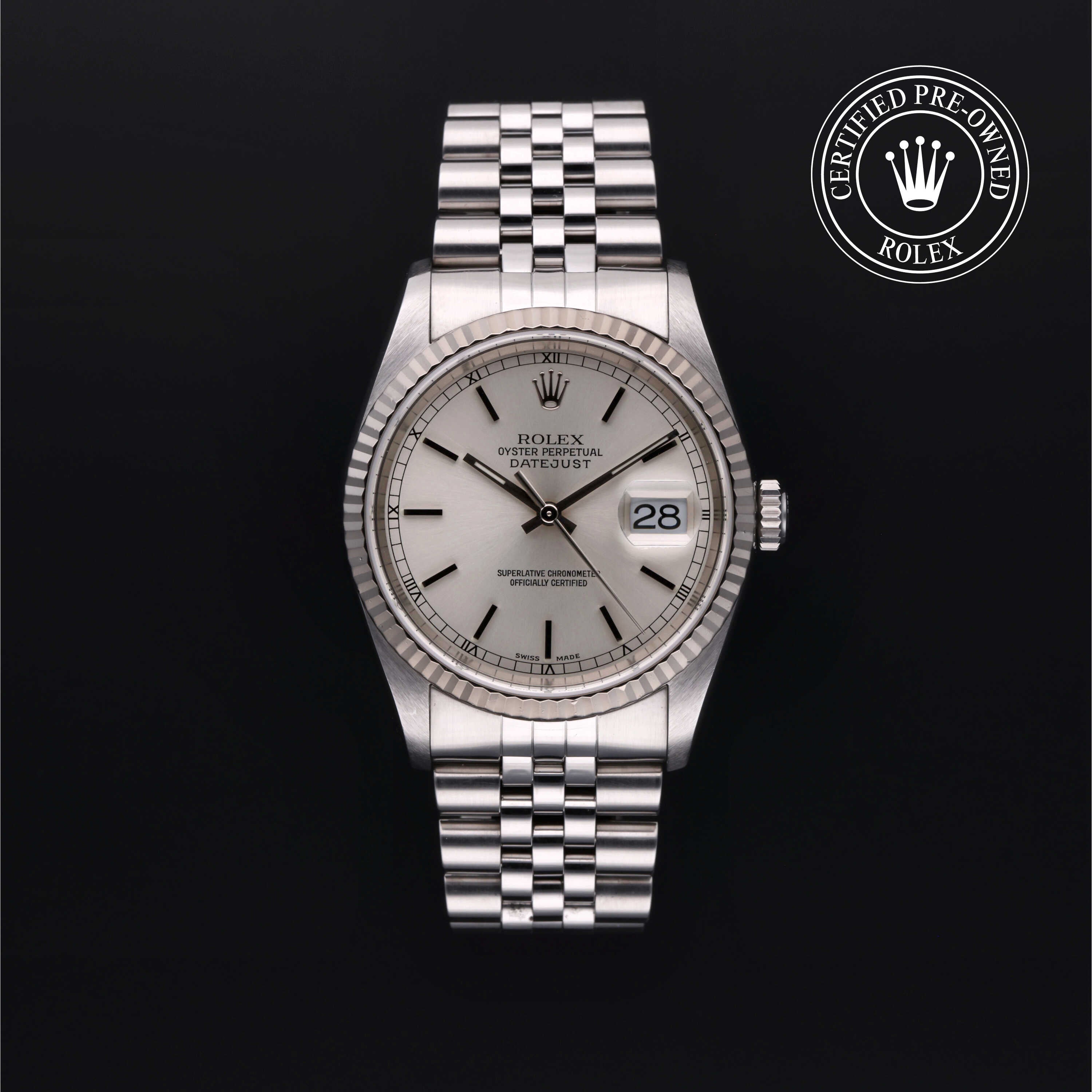 Rolex Certified Pre-Owned Datejust 36.0mm in Oystersteel and White