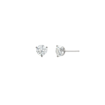 0.80 CTTW Three Prong Round Diamond Stud Earrings in 14K White Gold