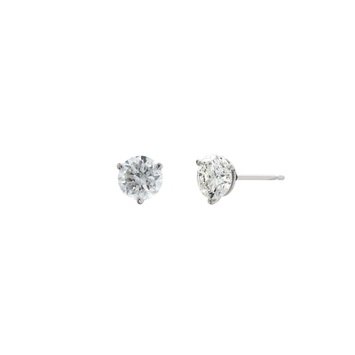 1.20 CTTW Three Prong Round Diamond Stud Earrings in 14K White Gold