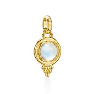 Classic Temple Pendant with Blue Moonstone in 18K Yellow Gold