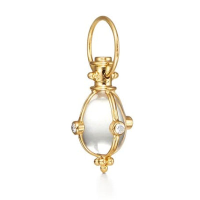 Extra Small Original Rock Crystal Amulet with Diamond Accents in 18K Yellow Gold.