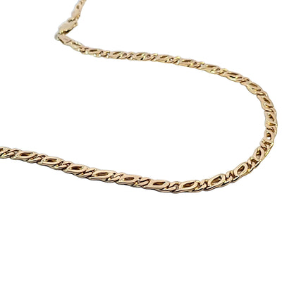 ESTATE 14K YELLOW GOLD FANCY LINK CHAIN NECKLACE, 3.9 MM WIDE, 18 INCHES LONG