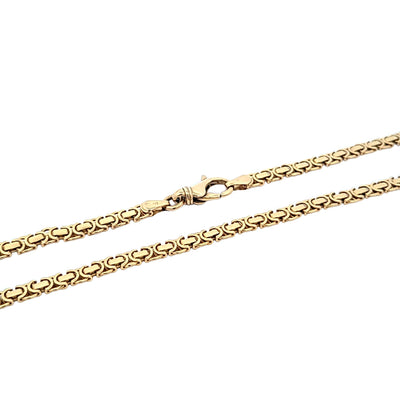 ESTATE 14K YELLOW FANCY LINK CHAIN NECKLACE 3.9MM WIDE 18 INCHES LENGTH