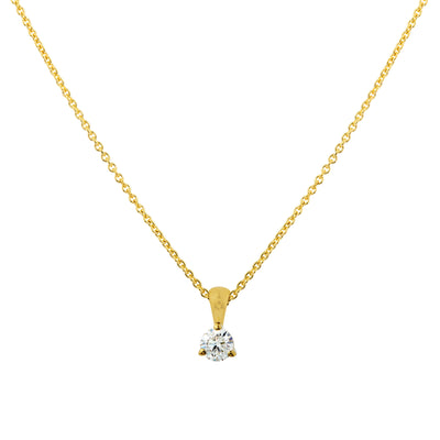 18” 0.25 cttw. Solitaire Diamond Pendant Necklace in 14K Yellow Gold