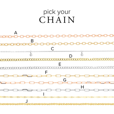Tapper's offers 10 differen chain types in 14k rose, yellow, and white gold. 